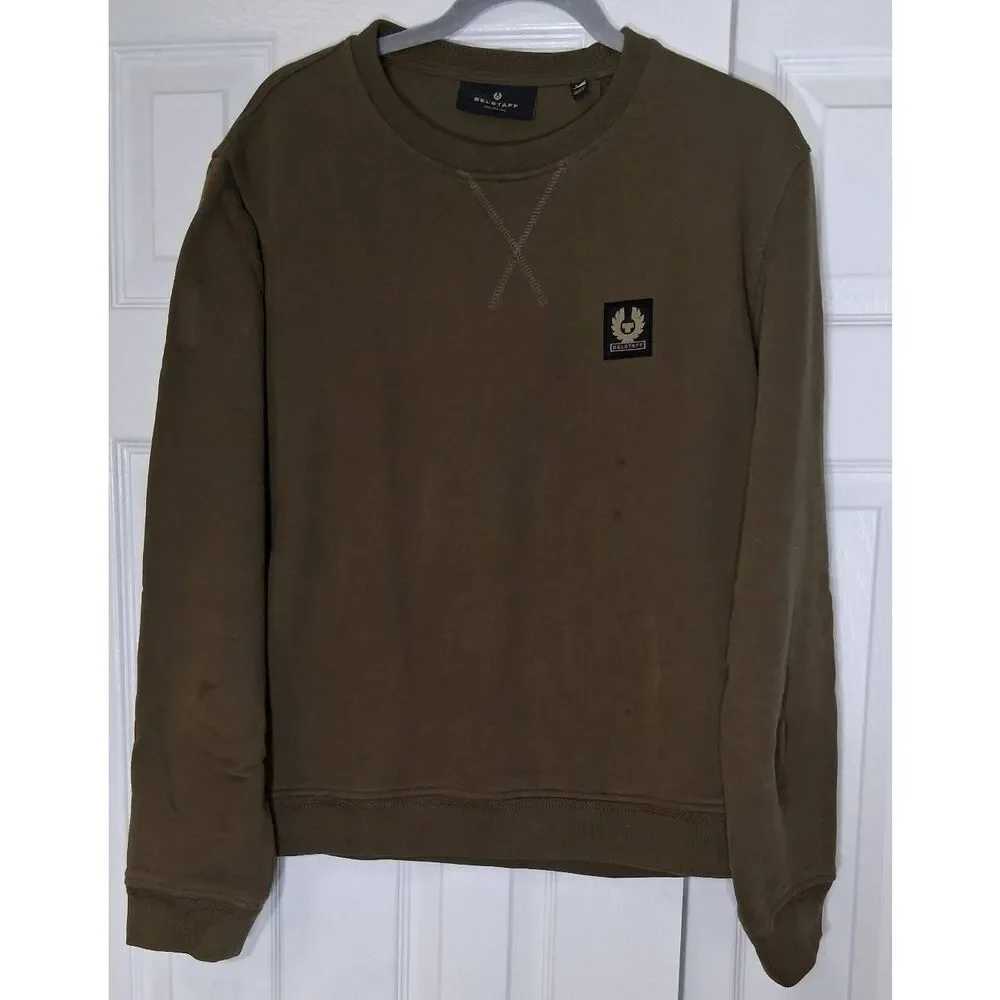 Belstaff mens medium army green sweatshirt pullover longsleeve